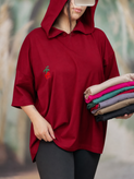 تیشرت باکسی کلاه دار نخ پنبه