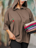 تیشرت باکسی کلاه دار نخ پنبه